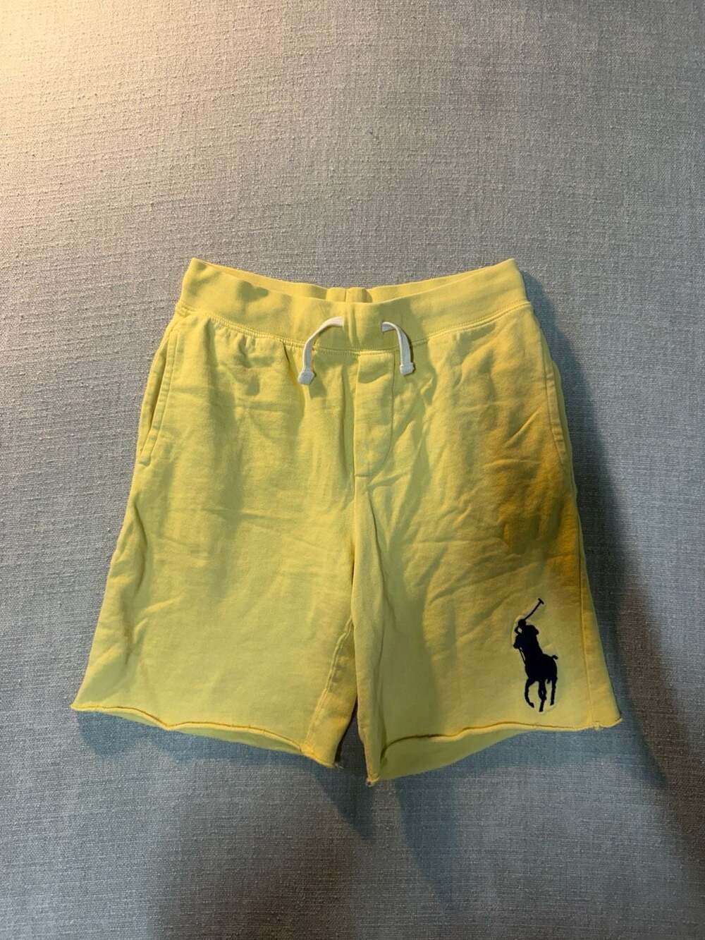 Polo Ralph Lauren Boys Yellow Big Pony Fleece Drawstring Shorts Size M 10-12